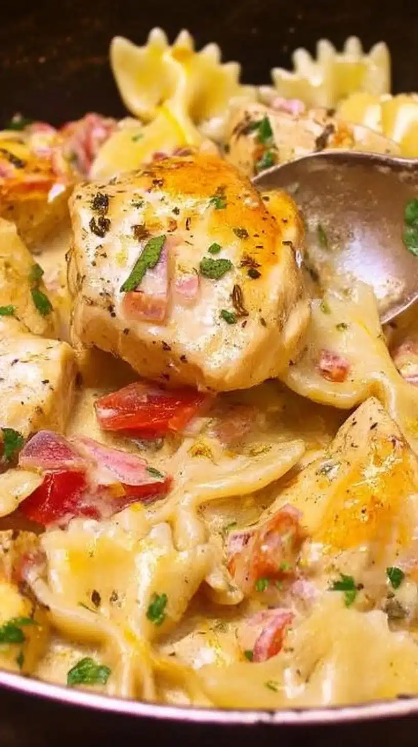 Italian Chicken Casserole 1 Italian Chicken Casserole topped with herbs and cheese, served in a baking dish.