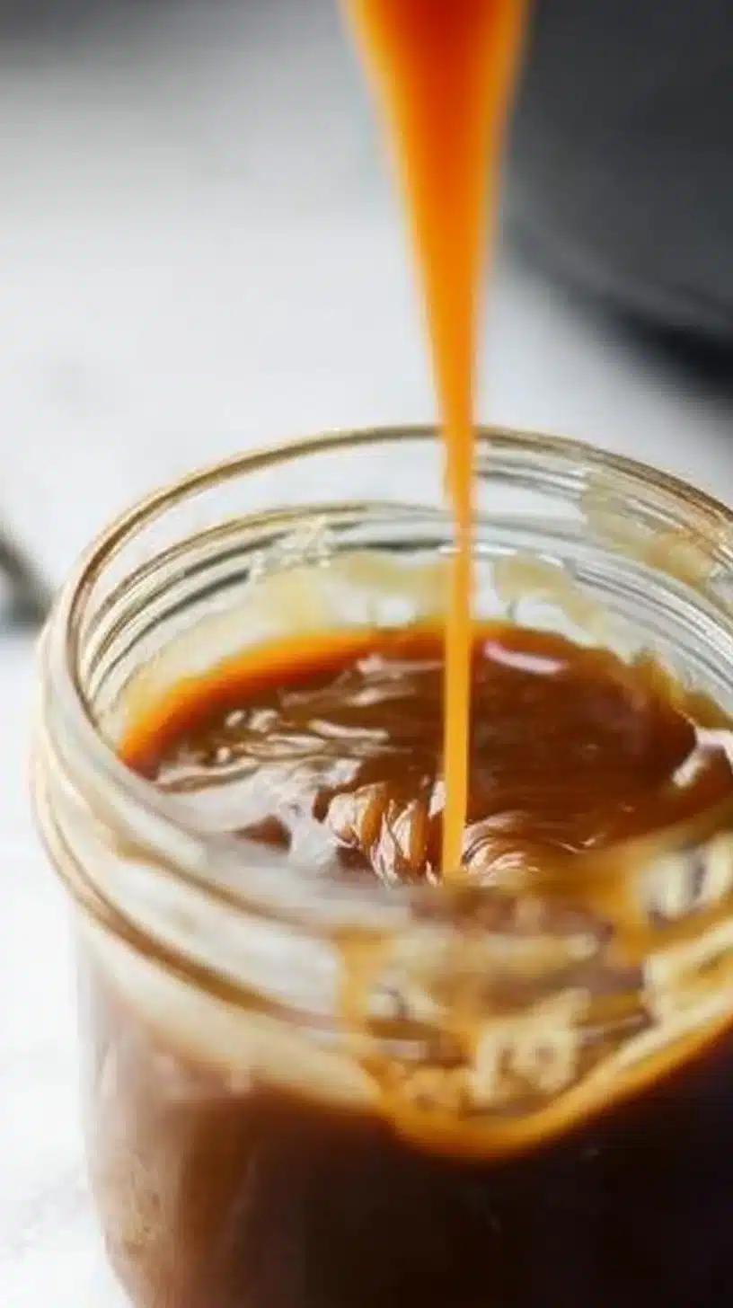 Maple Caramel 1 Delicious homemade maple caramel sauce drizzled over desserts.
