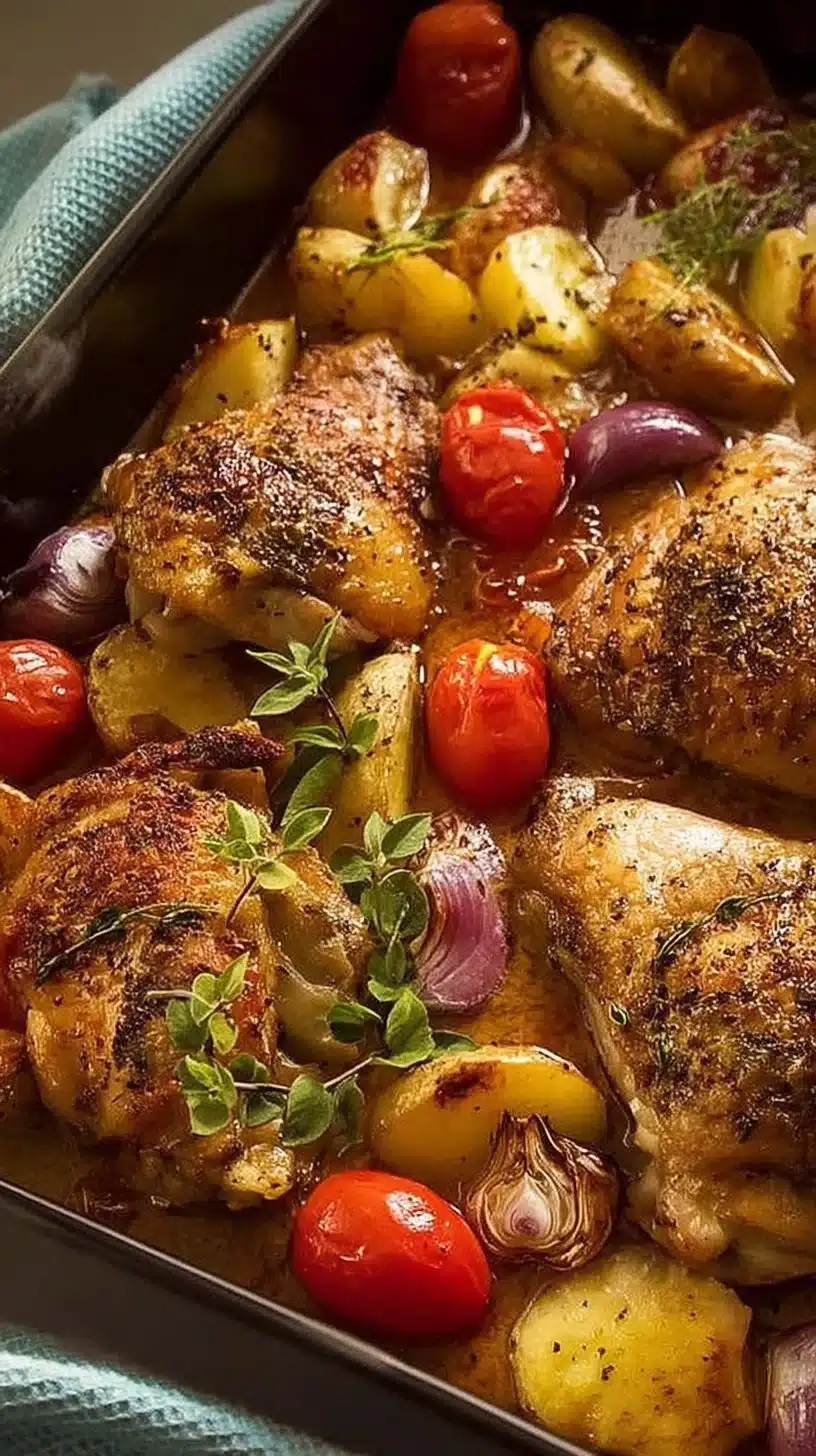 Mediterranean Chicken Dinner 1 Delicious Mediterranean Chicken dinner served with fresh vegetables and herbs