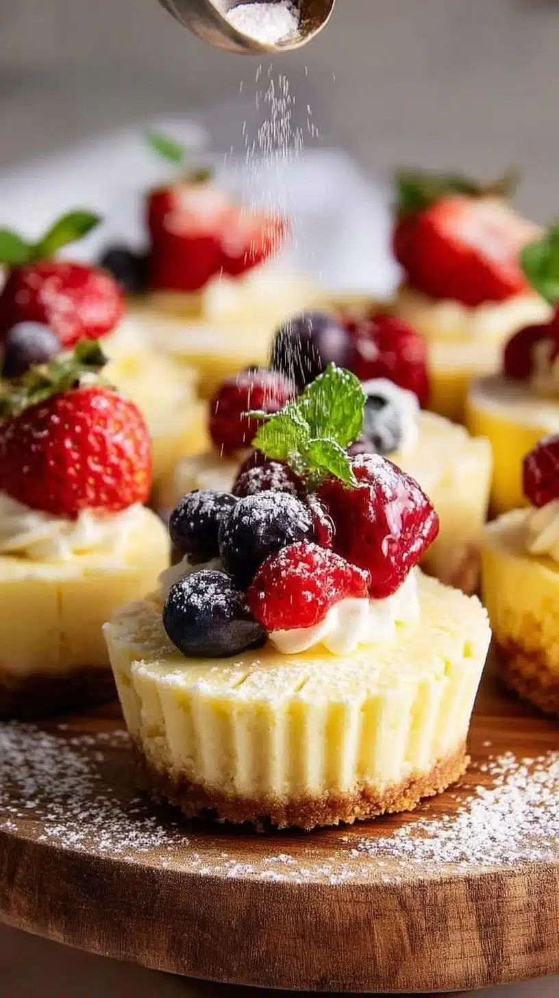 Mini Cheesecakes 1 Delicious mini cheesecakes arranged on a platter, perfect for dessert lovers.