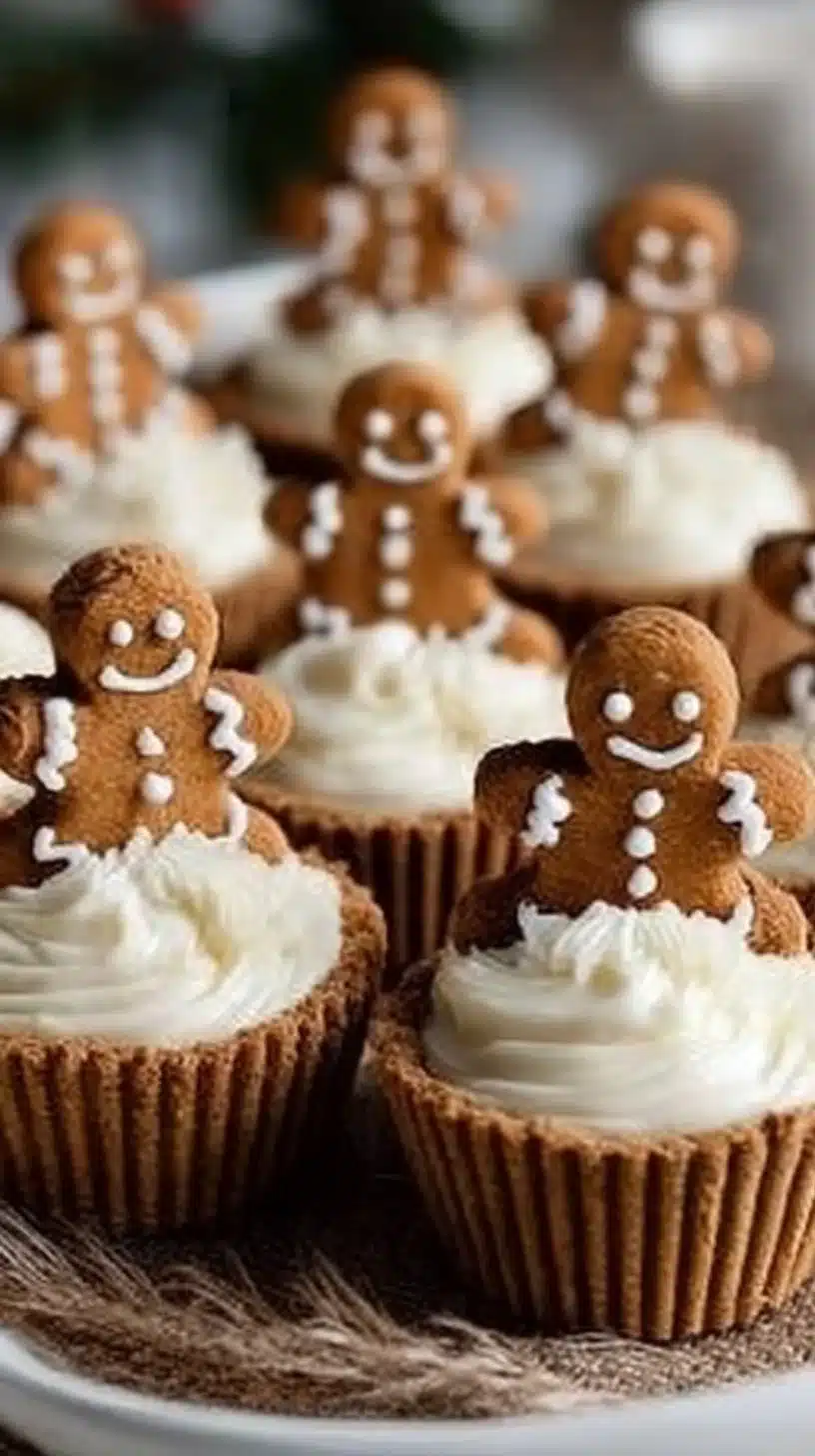 No-Bake Gingerbread Cheesecake Cups Recipe 1 No-Bake Gingerbread Cheesecake Cups topped with whipped cream and spices