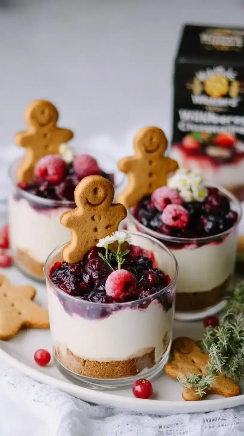 Delicious no-bake white chocolate cheesecakes topped with chocolate shavings