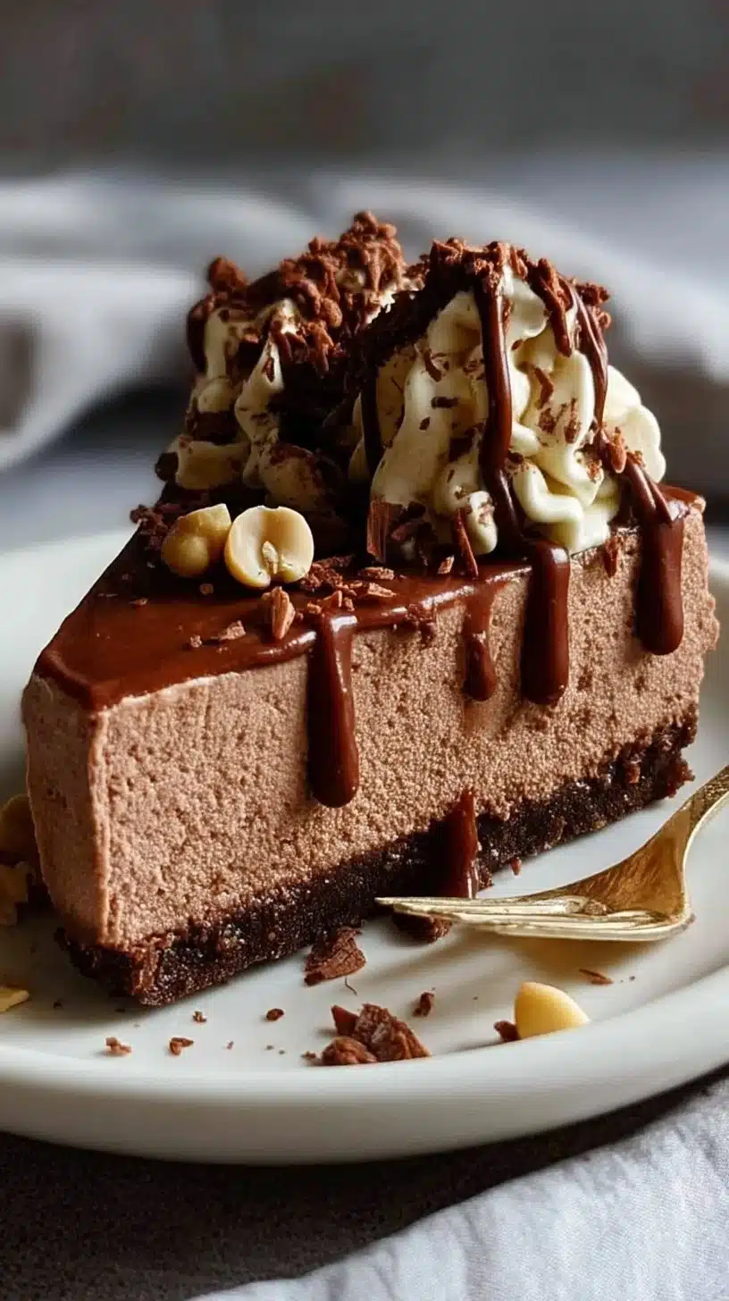 Nutella Cheesecake (No Bake) 1 Delicious no bake Nutella cheesecake topped with chocolate and hazelnuts