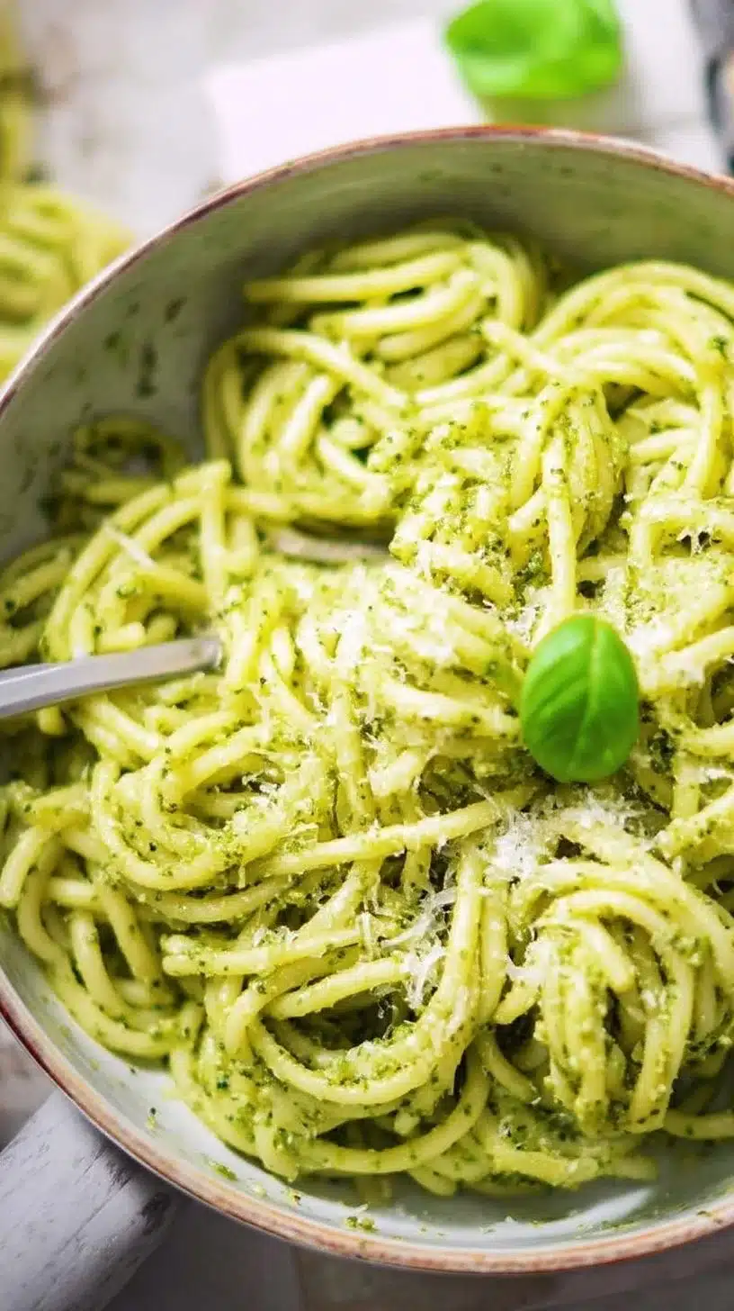 Pesto Pasta 1 Delicious bowl of Pesto Pasta with fresh basil and pine nuts
