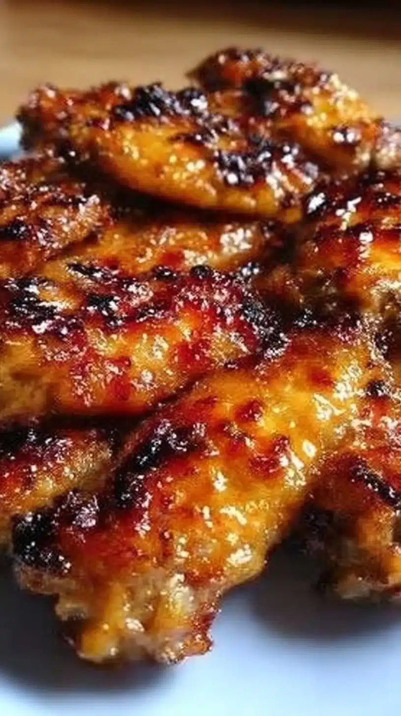 Pineapple-Teriyaki Wings 1 Delicious Pineapple-Teriyaki Wings served on a plate garnished with sesame seeds and green onions