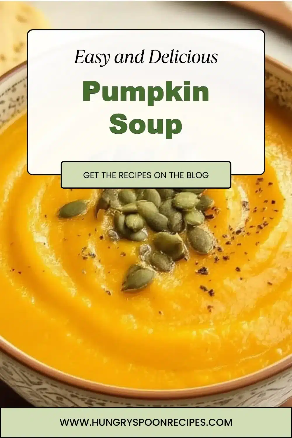 Pumpkin Soup 1 Bowl of creamy pumpkin soup garnished with herbs