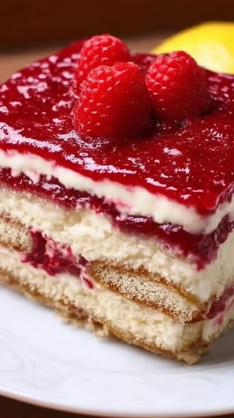 Raspberry Tiramisu 1 Delicious Raspberry Tiramisu layered with fresh raspberries and creamy mascarpone