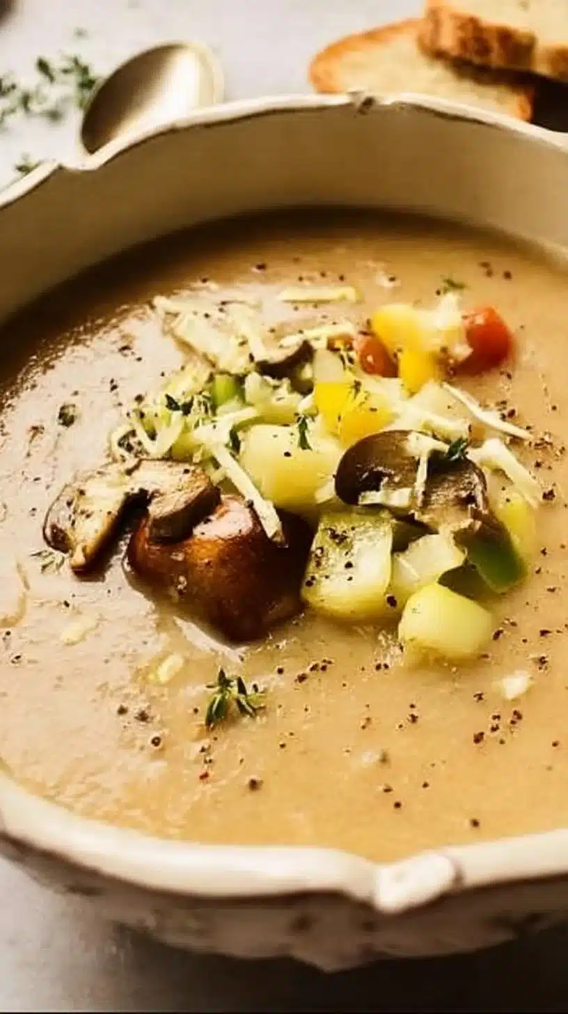 Remy's Ratatouille Soup 1 Bowl of Remy's Ratatouille Soup garnished with fresh herbs and colorful vegetables