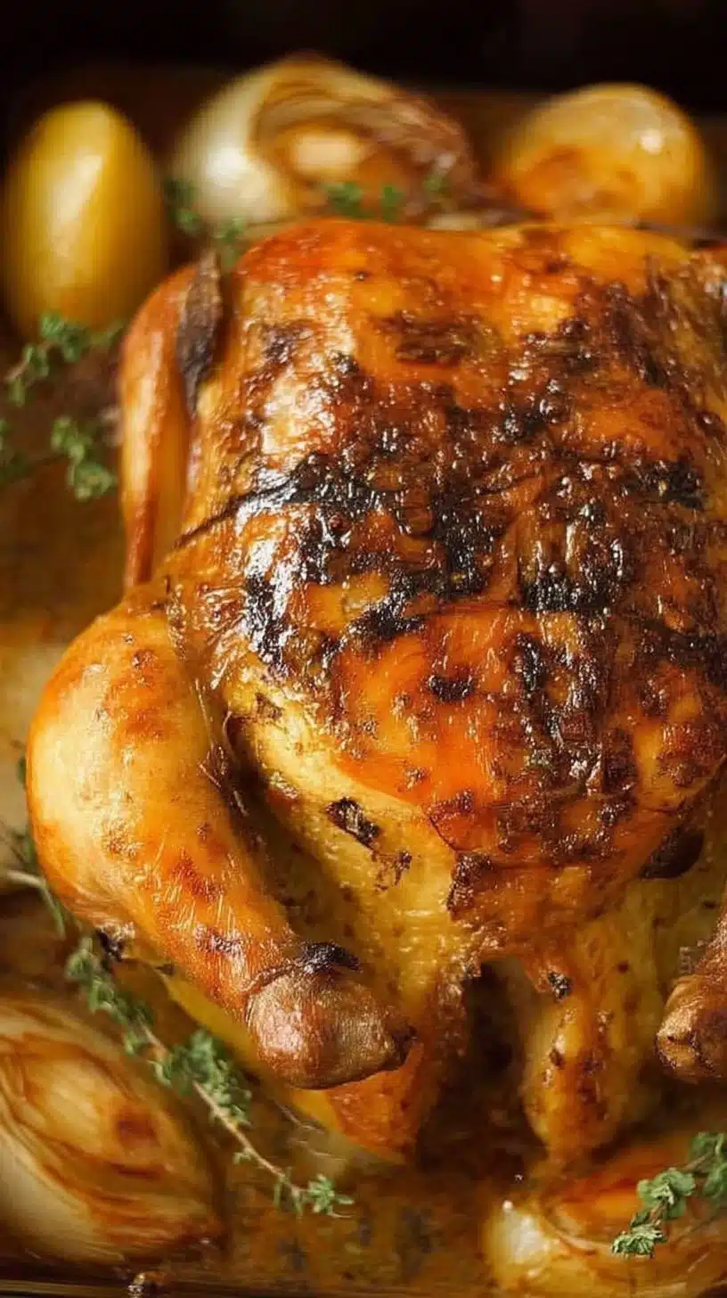 Roast Chicken Recipe 1 Delicious roast chicken served with herbs and vegetables