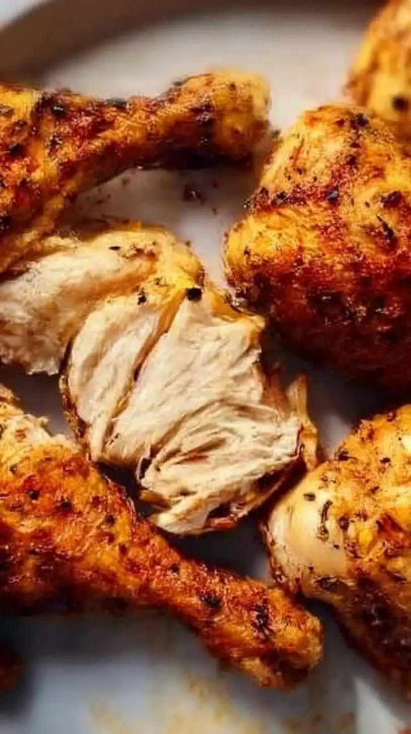 Seasoned Crispy Chicken Drumsticks 1 Plate of seasoned crispy chicken drumsticks garnished with herbs