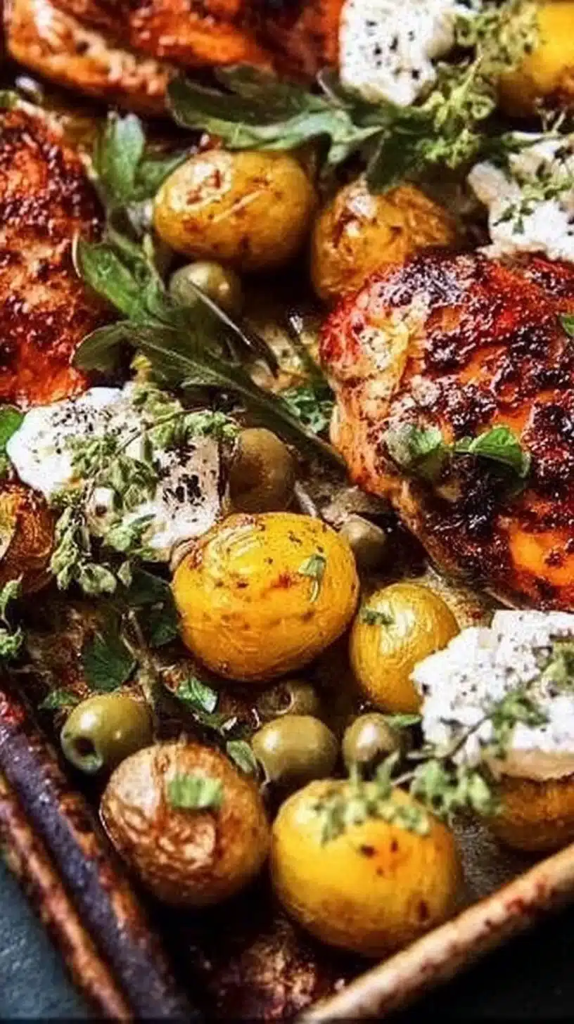 Sheet Pan Lemon Balsamic Chicken with Potatoes ready to serve