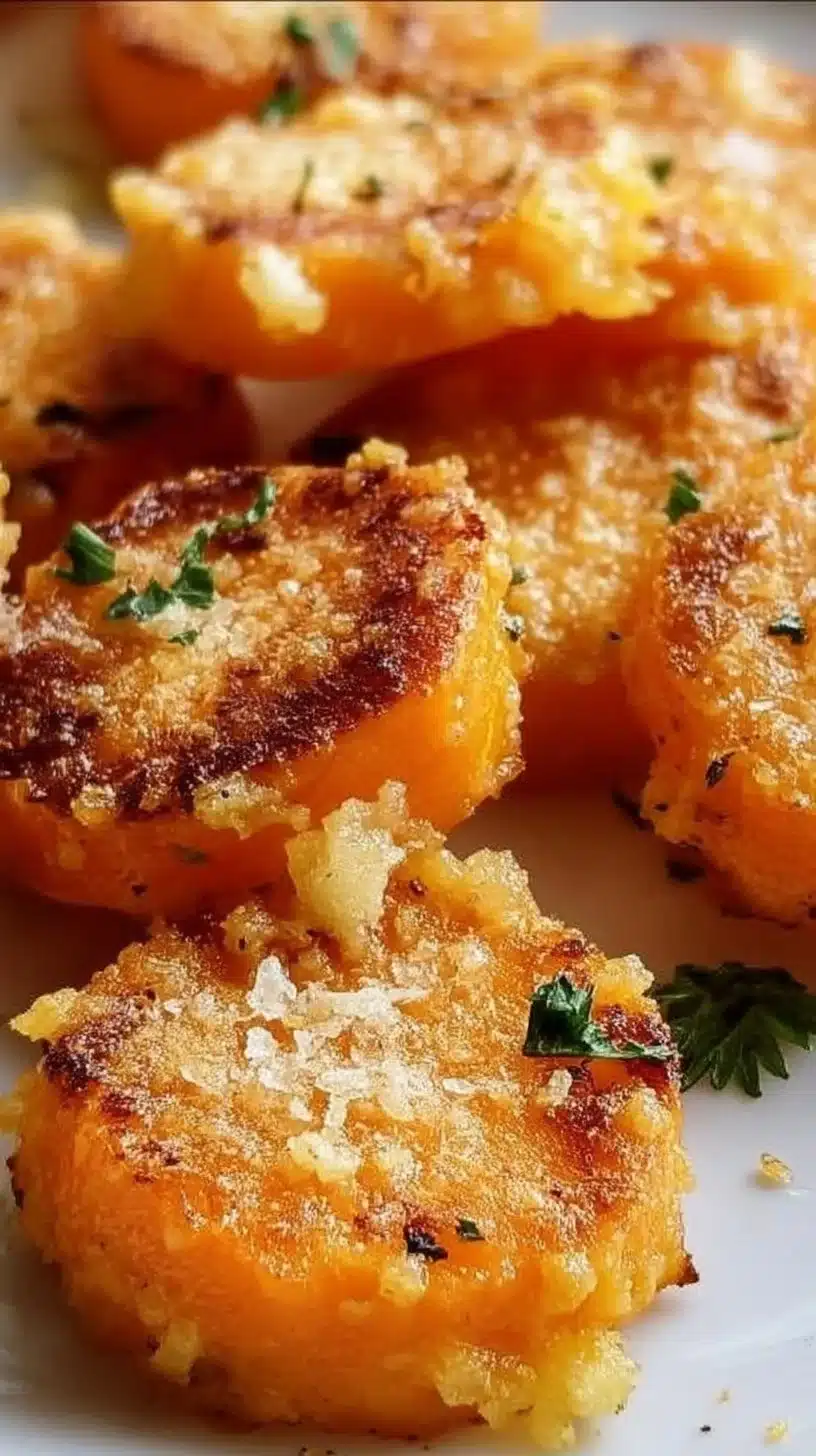 Smashed Garlic-Parmesan Carrots 1 Smashed garlic-parmesan carrots served as a tasty side dish