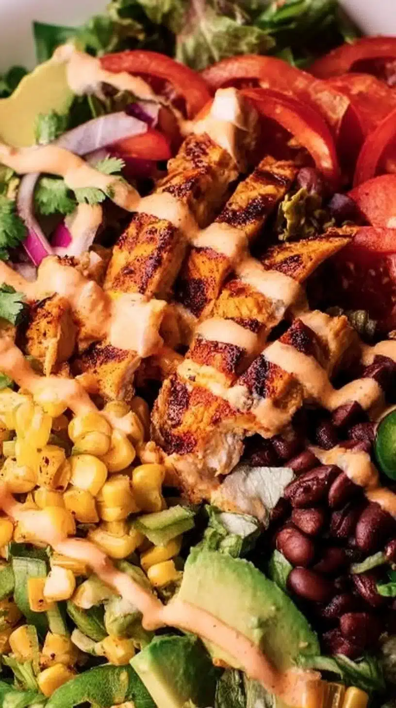 Spicy Southwest Salad 1 Spicy Southwest Salad with fresh vegetables and zesty dressing