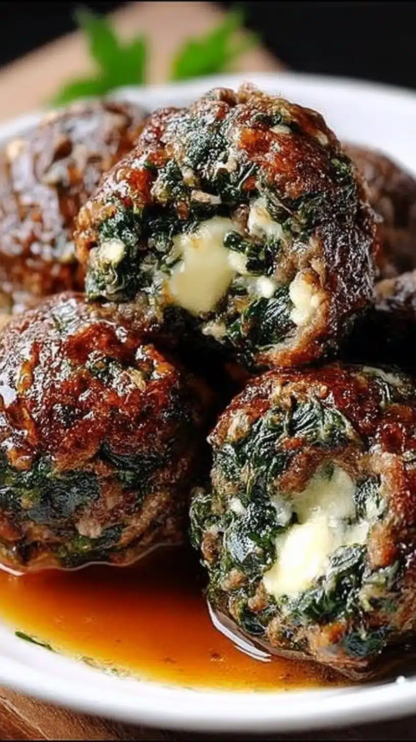 Spinach Garlic Meatballs: A Delicious and Nutritious Recipe for Your Family 1 Delicious spinach garlic meatballs served on a plate with fresh herbs.