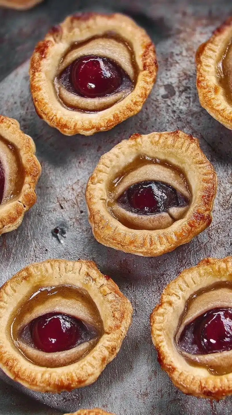 Spooky Cherry Eyeball Pies Recipe 1 Spooky cherry eyeball pies ready for Halloween celebration