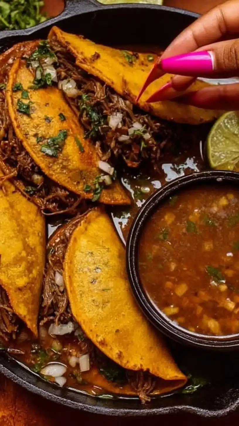 Stew Tacos 1 Delicious stew tacos served with fresh toppings and garnishes.