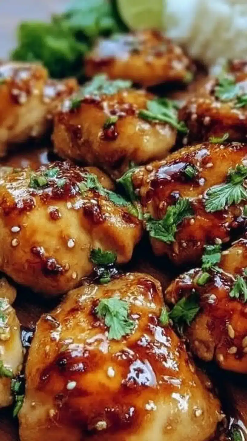 Sticky Spicy Honey Lime Chicken: An Amazing Ultimate Recipe 1 Sticky Spicy Honey Lime Chicken served with garnishes on a plate