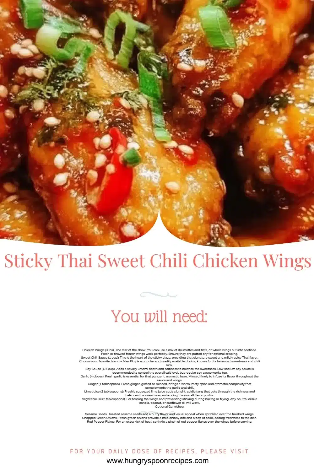 Sticky Thai Sweet Chili Chicken Wings 1 Sticky Thai Sweet Chili Chicken Wings glazed with a sweet and spicy sauce