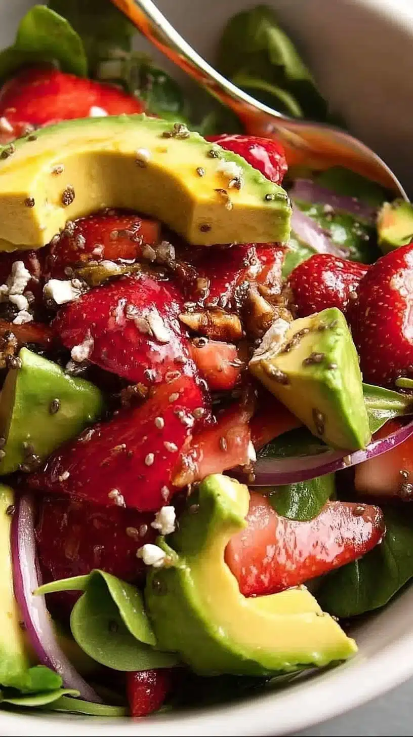 Strawberry Avocado Salad 1 Fresh Strawberry Avocado Salad with vibrant colors and textures