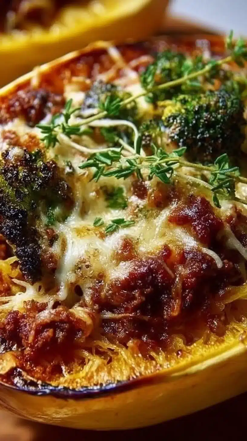 Stuffed Spaghetti Squash 1 Delicious stuffed spaghetti squash filled with veggies and cheese