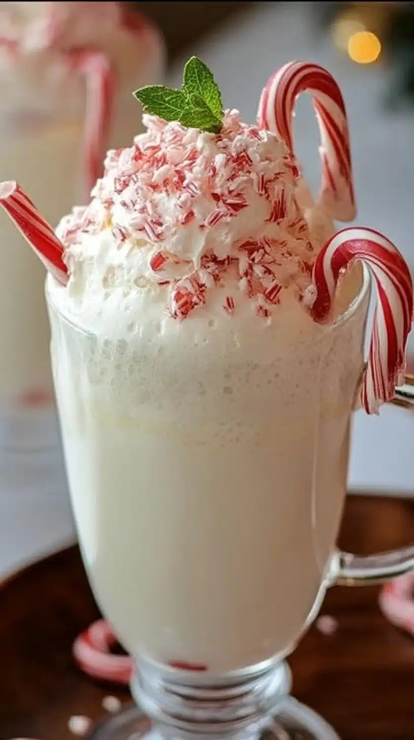 Delicious peppermint float in a festive glass for Christmas celebrations