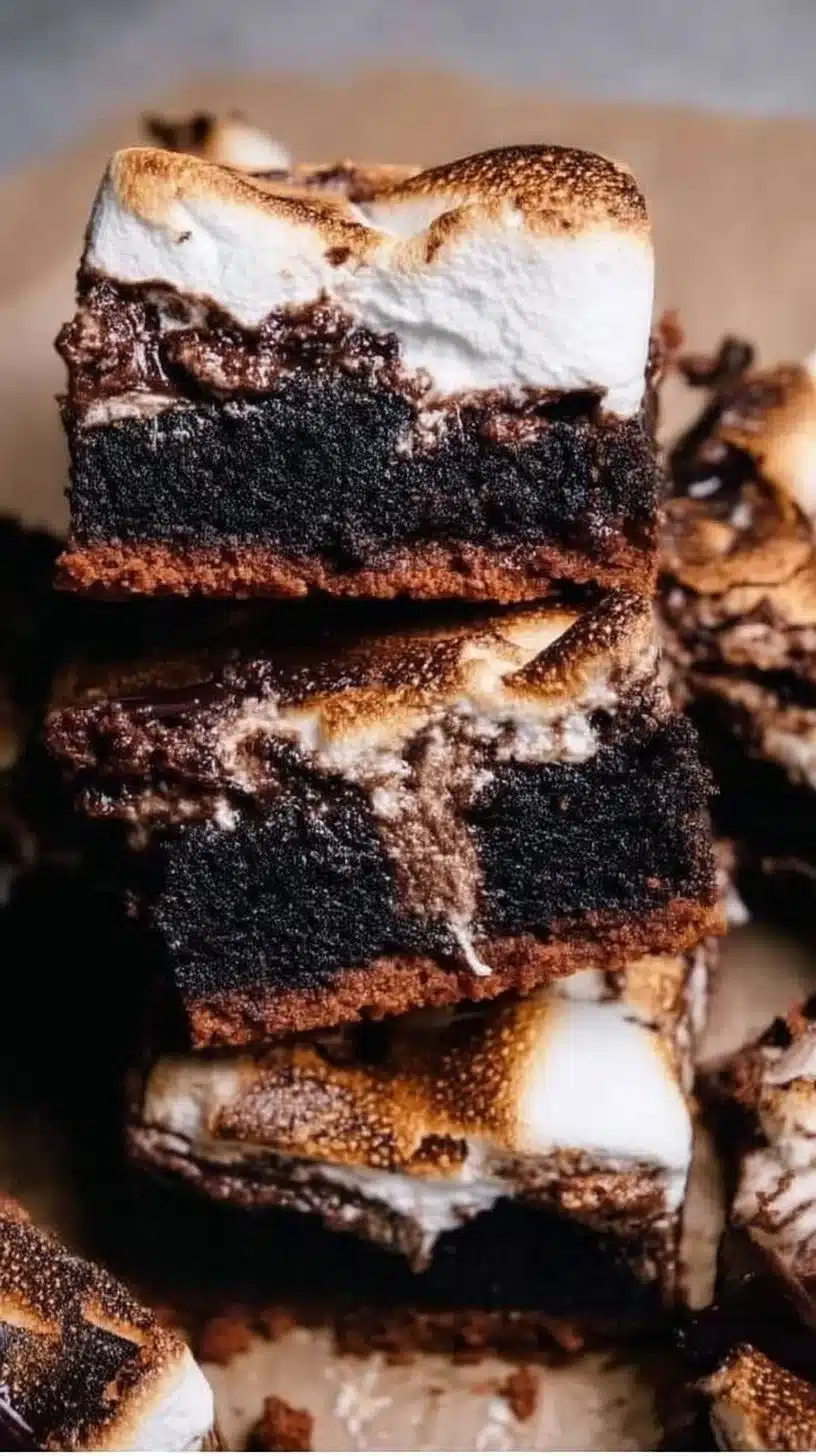 The Best Fudgy S'mores Brownies 1 Delicious fudgy s'mores brownies topped with melted chocolate and marshmallows