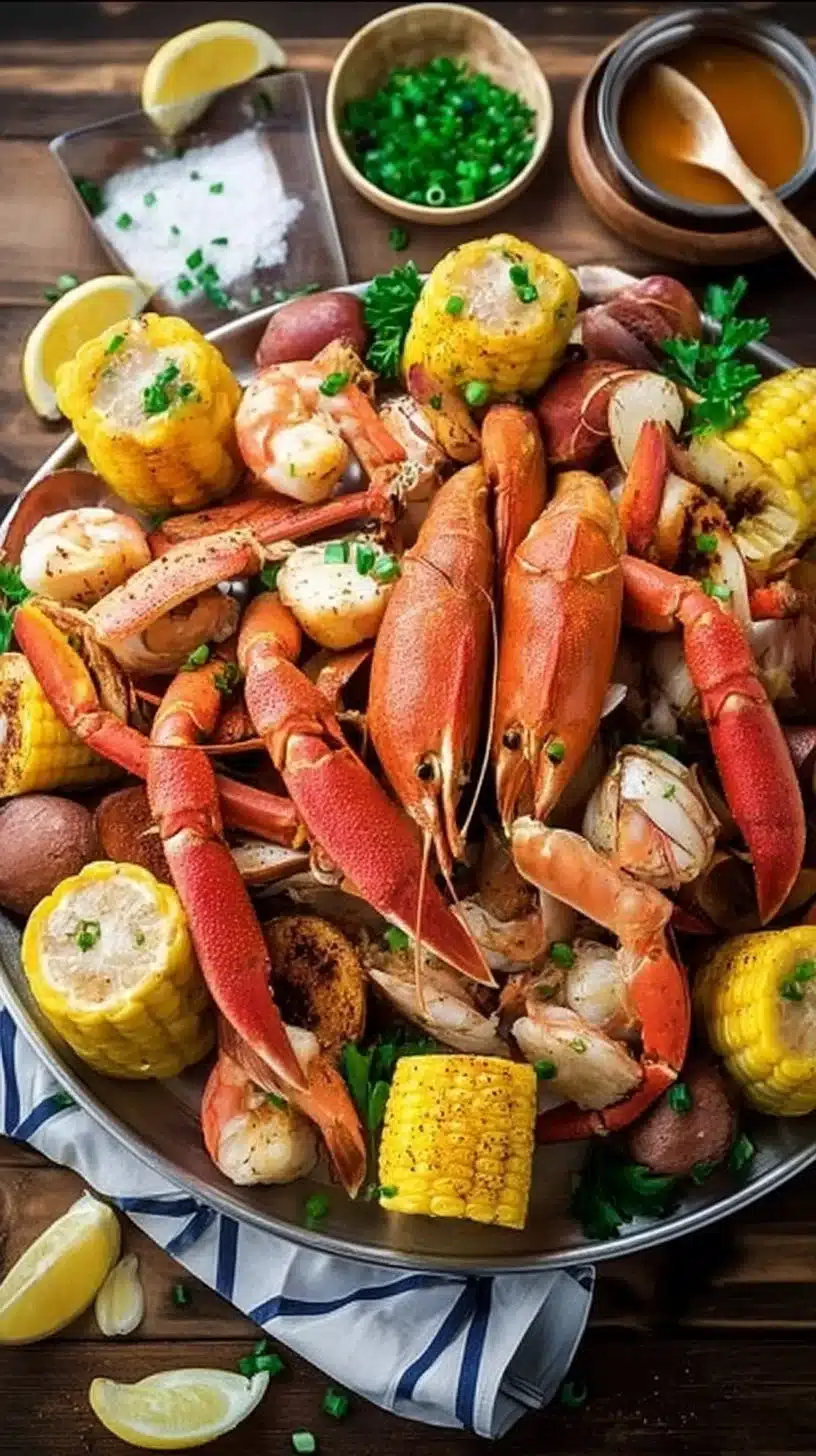 The Best Seafood Boil Recipe Ever 1 Delicious seafood boil with shrimp, crab, and corn served in a pot