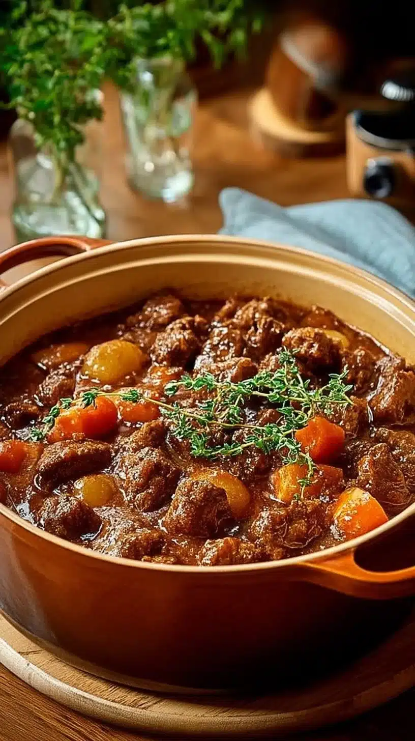 Tuscan Beef Casserole Delight 1 Delicious Tuscan Beef Casserole Delight served in a rustic dish