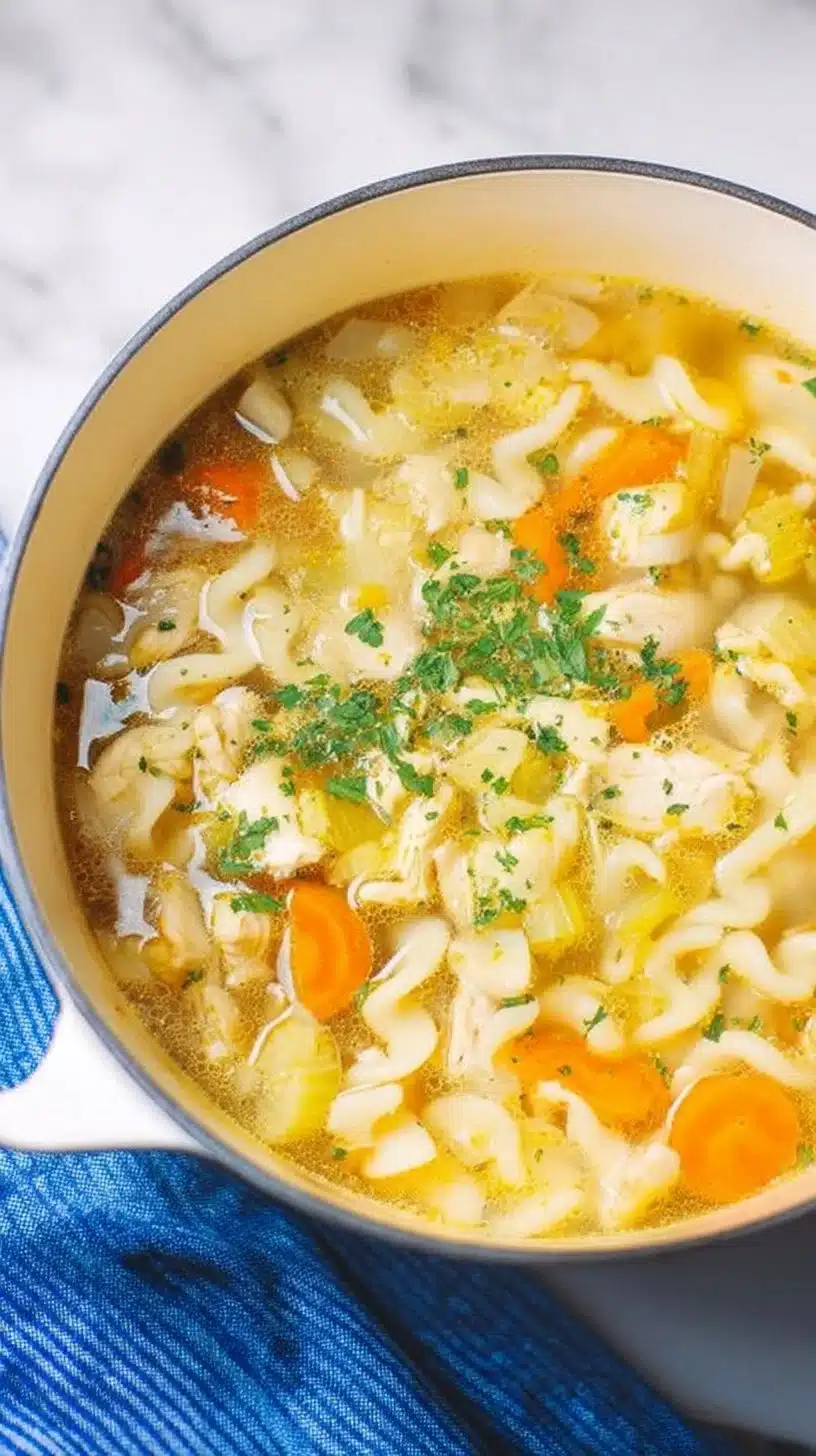 Vegan Chicken Noodle Soup 1 Bowl of Vegan Chicken Noodle Soup with vegetables and noodles