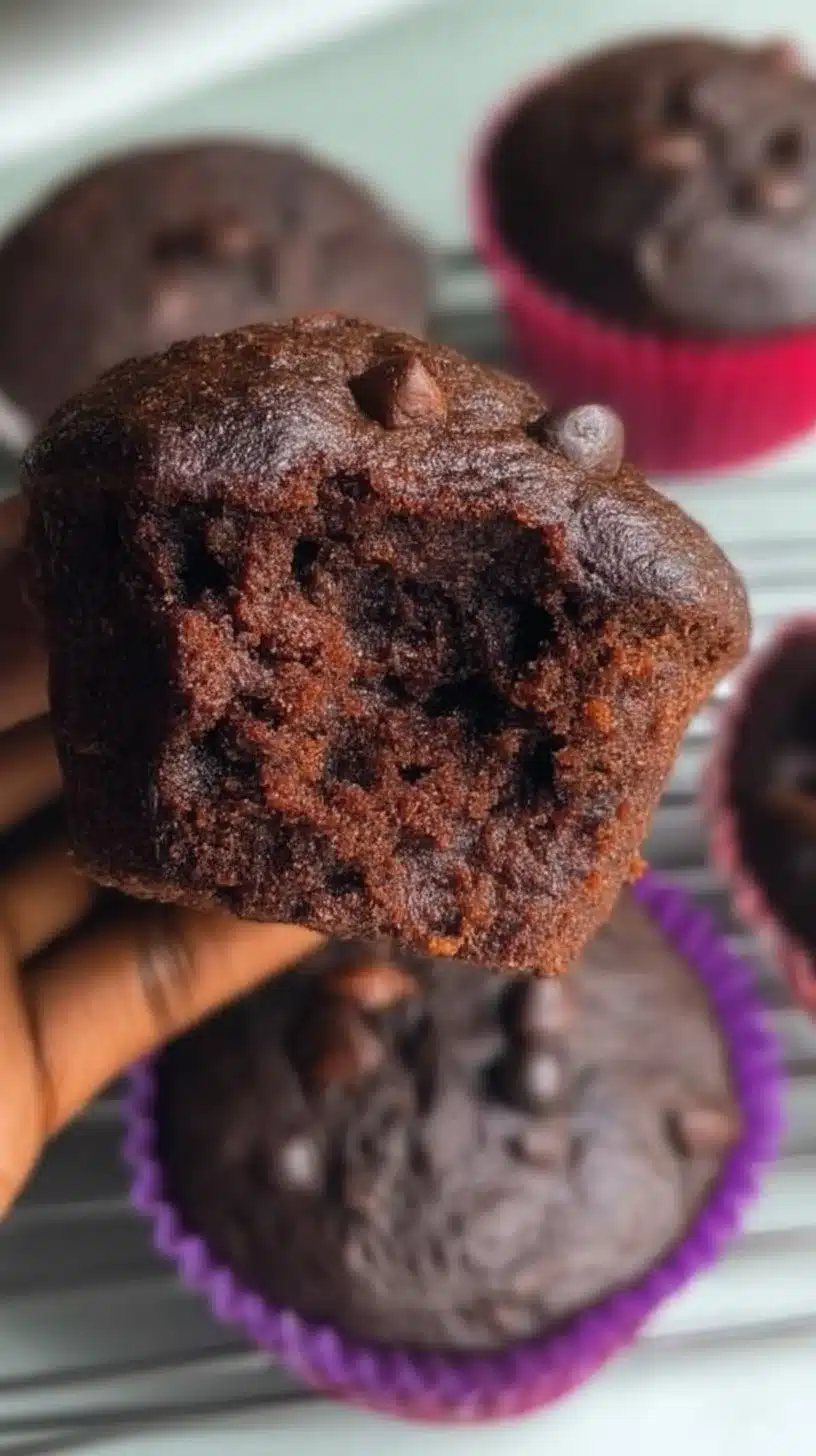 Veggie Chocolate Muffins 1 Delicious veggie chocolate muffins, a healthy dessert option with vegetables