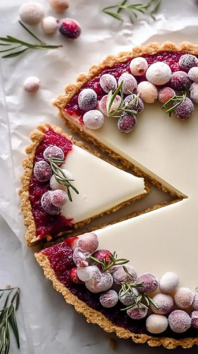 White Chocolate Cranberry Tart 1 Deliciously baked white chocolate cranberry tart with fresh cranberries and creamy frosting