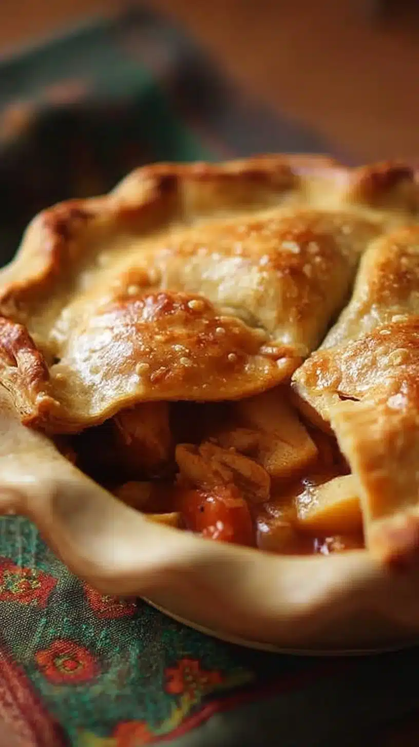 BBQ Chicken Pot Pie 1 Delicious BBQ Chicken Pot Pie served in a golden crust with BBQ flavor.