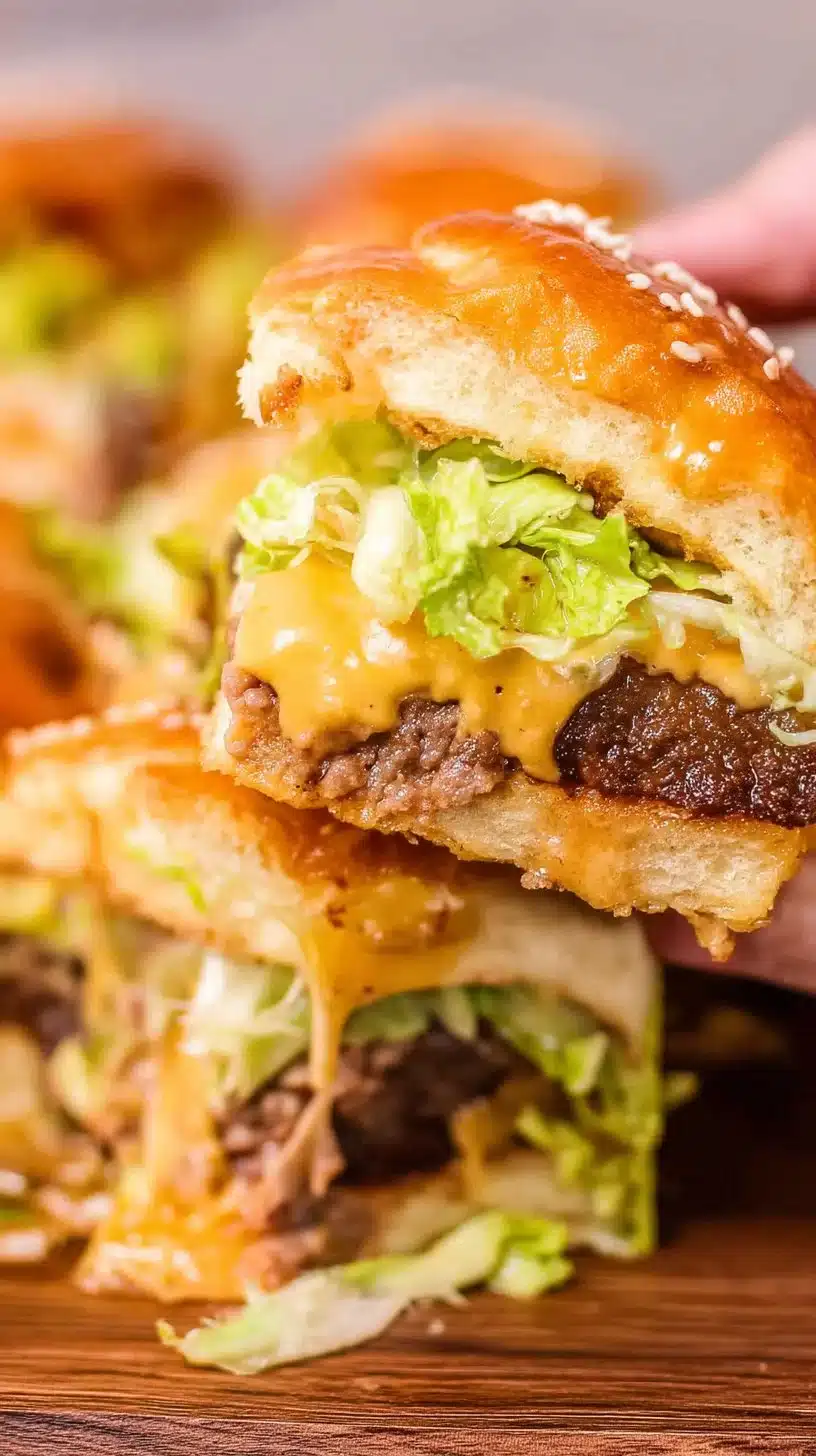 Big Mac Sliders 1 Big Mac Sliders featuring mini beef patties and special sauce