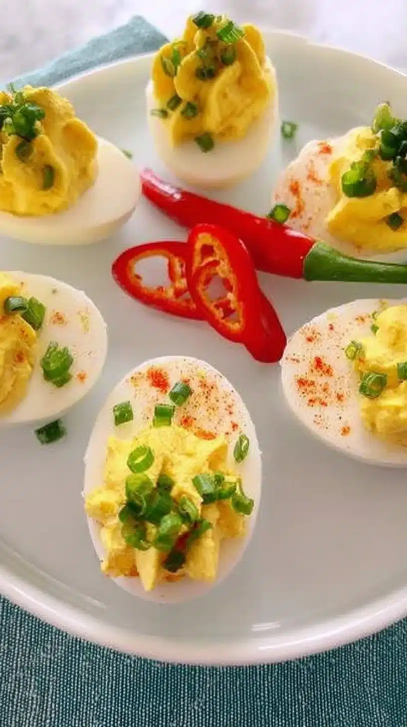 Chef John's Deviled Eggs 1 Plate of Chef John's delicious deviled eggs garnished with paprika and herbs.