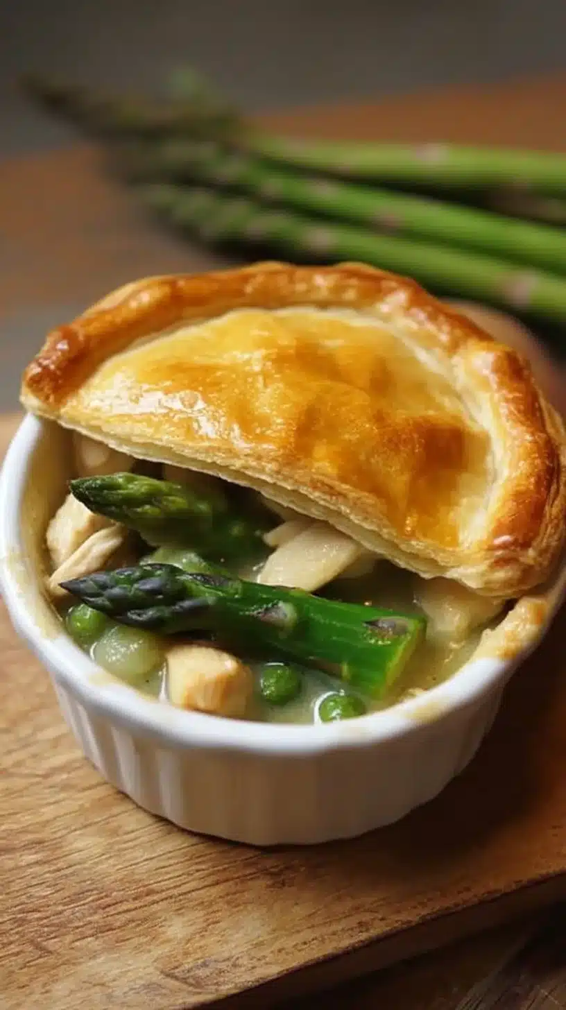 Chicken Pot Pie with Asparagus 1 Delicious Chicken Pot Pie with Asparagus topped with golden flaky crust