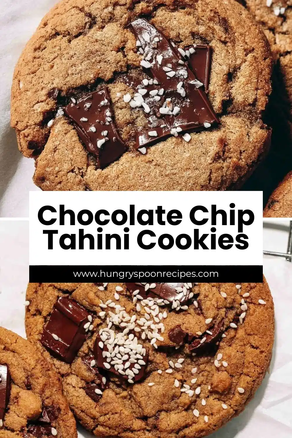 Chocolate Chip Tahini Cookies 1 Chocolate chip tahini cookies with a golden-brown color and chocolate chunks