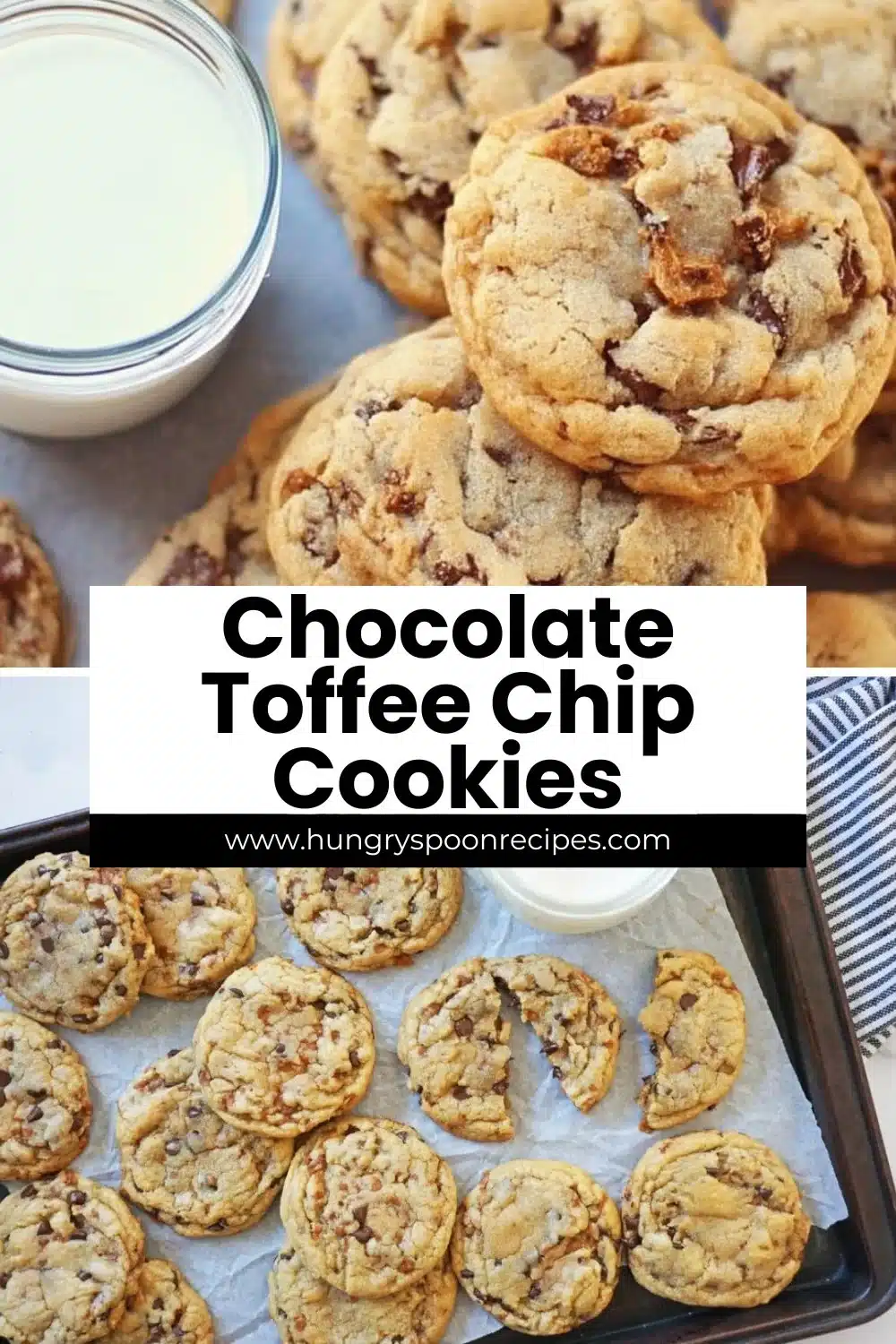 Chocolate Toffee Chip Cookies 1 Freshly baked Chocolate Toffee Chip Cookies on a cooling rack