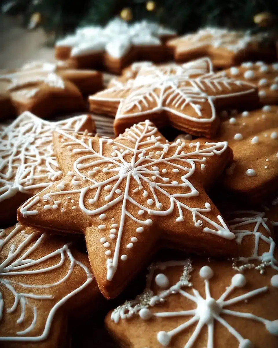Plate of cozy Swedish gingerbread cookies decorated for Christmas