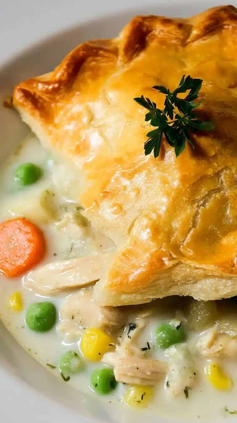 Delicious Cracker Barrel homestyle chicken pot pie served in a rustic dish