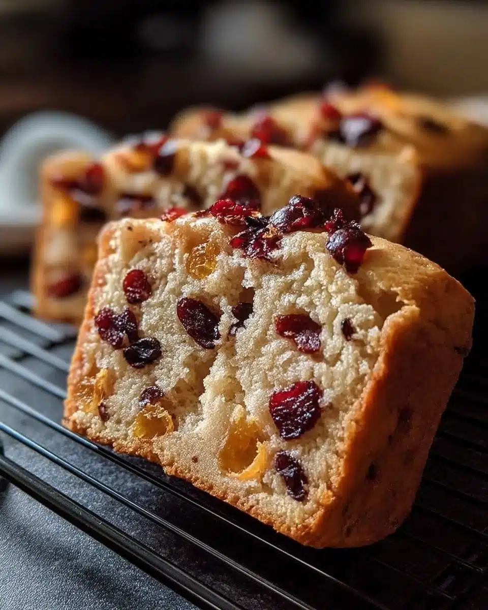 Cranberry Orange Bread 1 Freshly baked Cranberry Orange Bread with a vibrant orange glaze