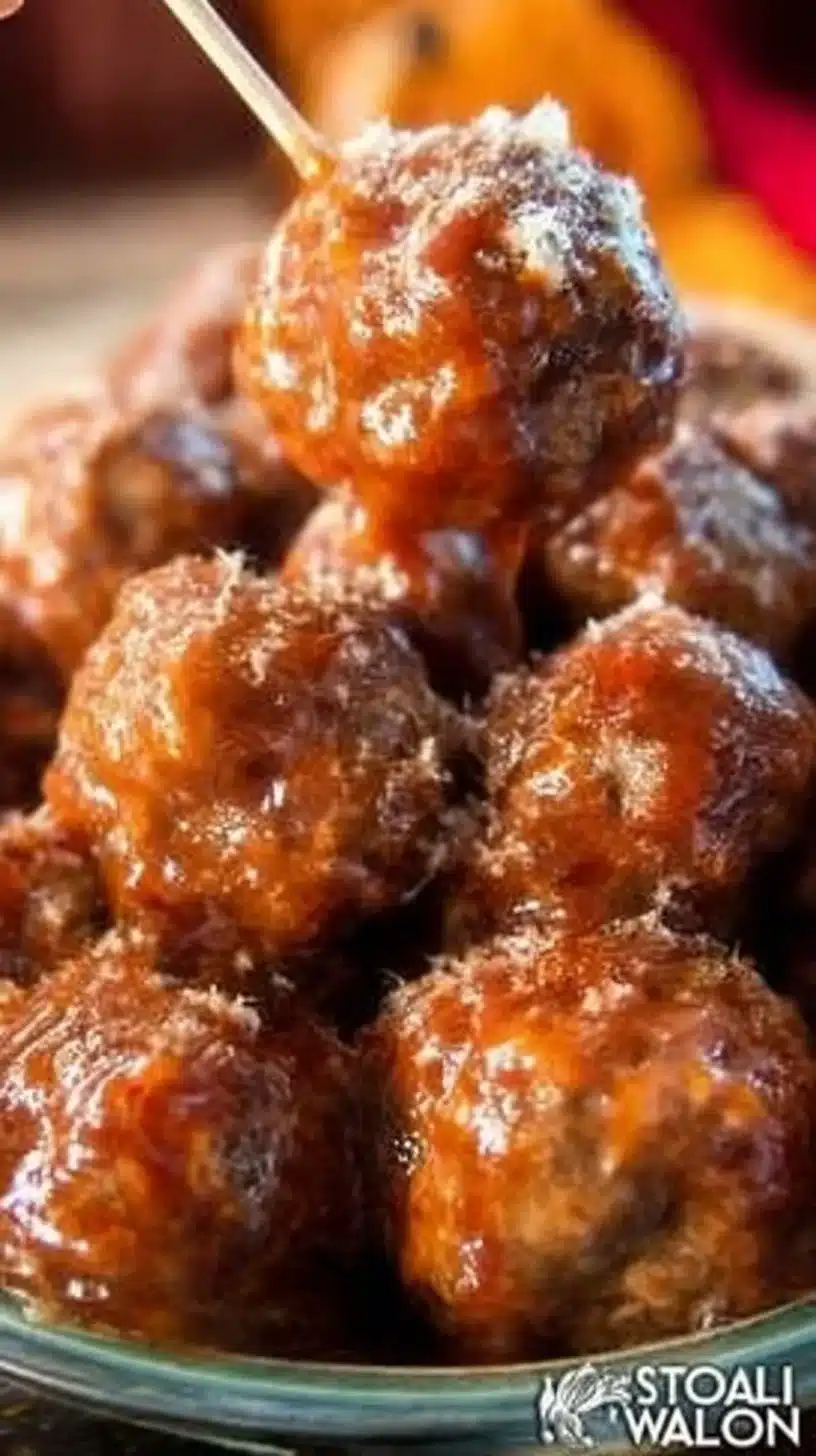 Easy Baked Hawaiian Meatballs 1 Delicious easy baked Hawaiian meatballs served on a plate with pineapple garnish.