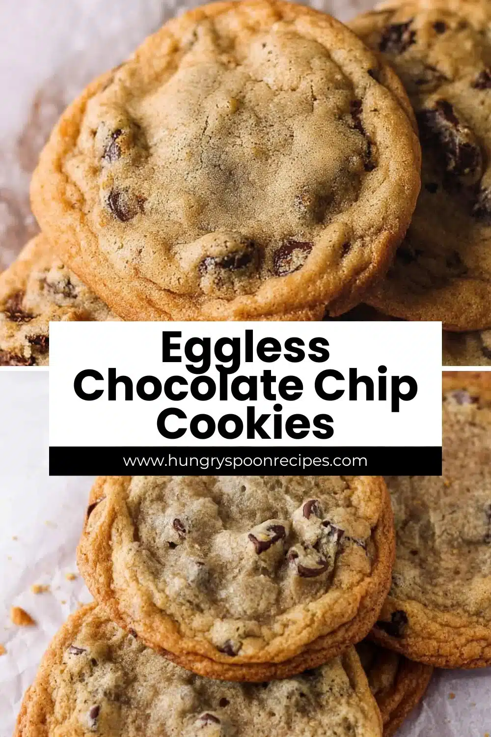 Eggless Chocolate Chip Cookies 1 Delicious eggless chocolate chip cookies stacked on a plate