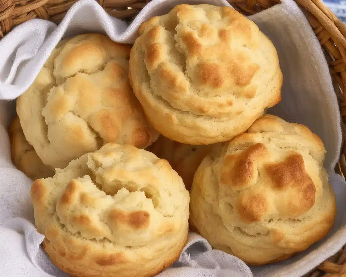 Fluffy keto biscuits made with almond flour served on a plate with herbs