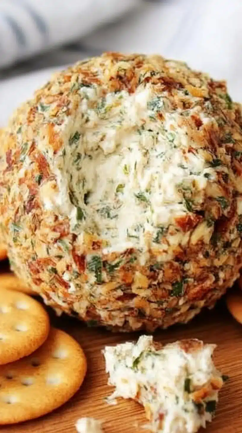 Garlic Herb Cheeseball 1 Garlic Herb Cheeseball served with crackers and veggies