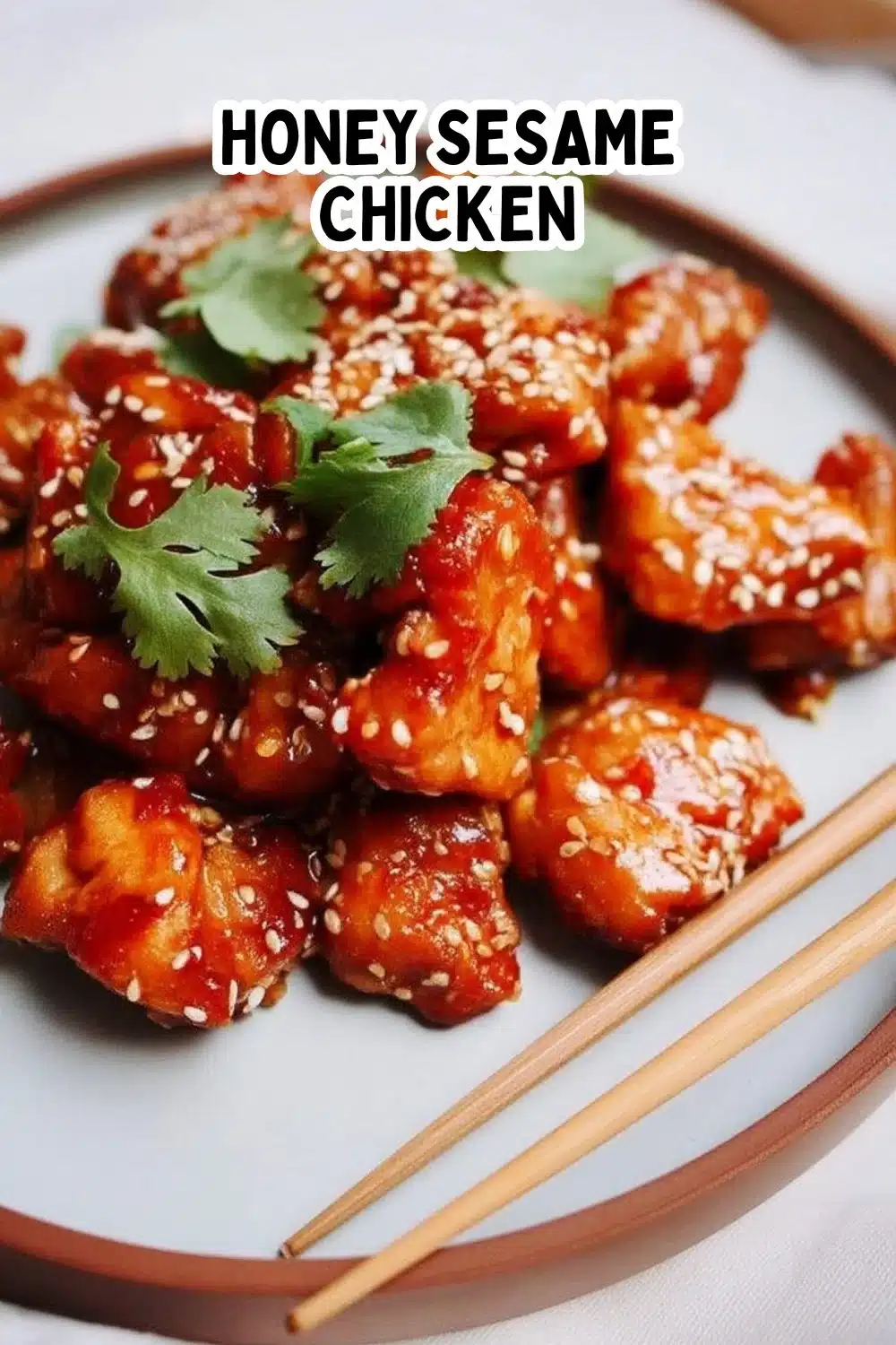 Honey Sesame Chicken 1 Delicious Honey Sesame Chicken garnished with sesame seeds and green onions