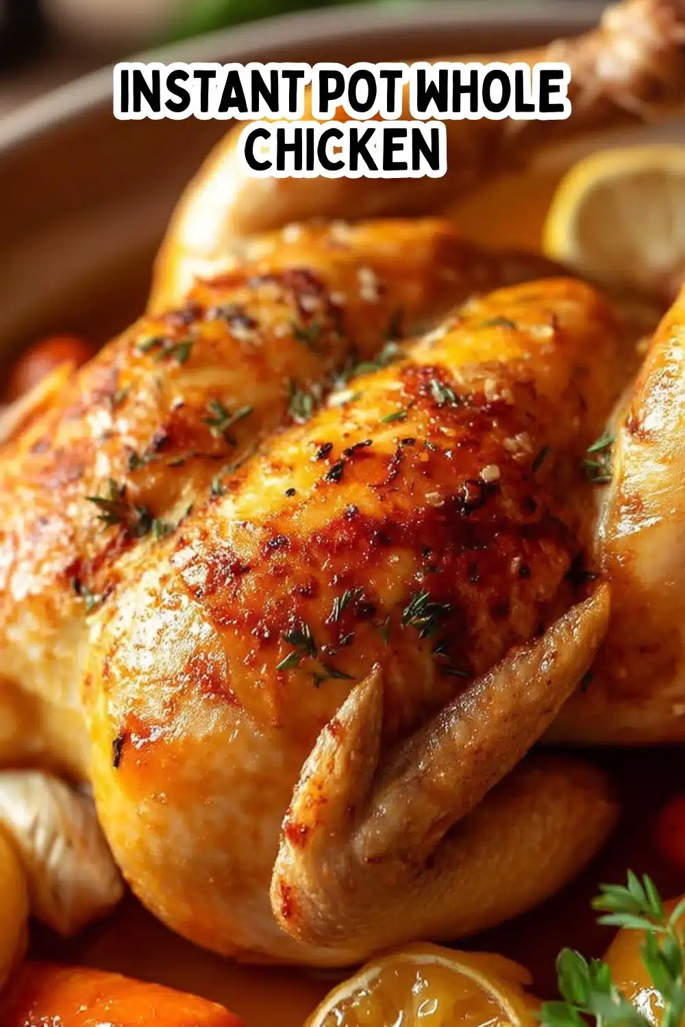 Instant Pot whole chicken cooked to perfection with aromatic spices