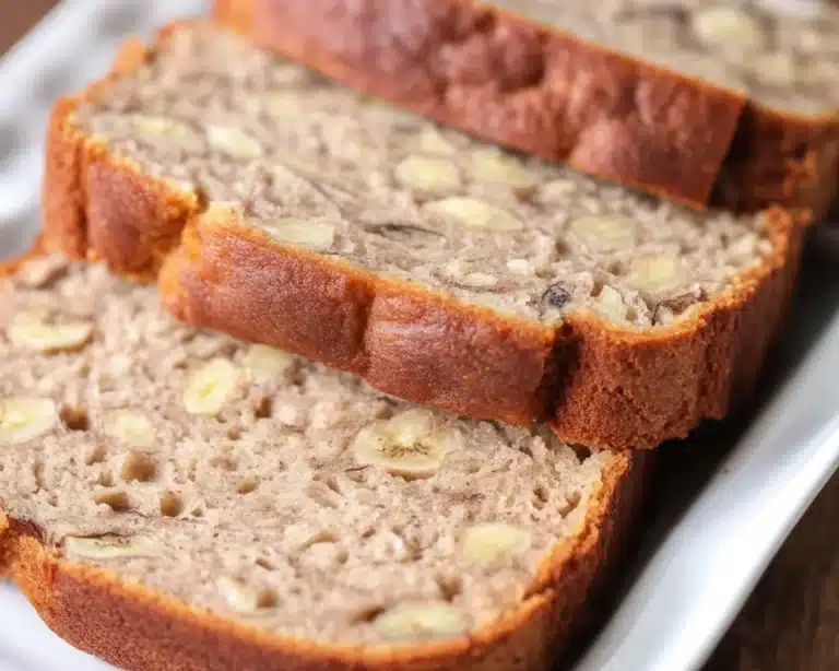 Delicious keto banana bread recipe with almond flour and no added sugar.
