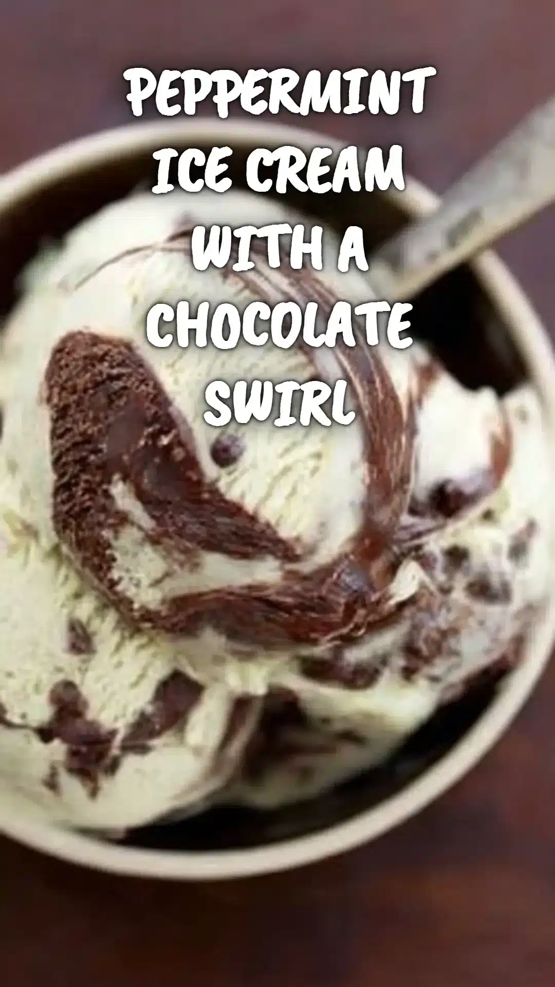 Peppermint Ice Cream with a Chocolate Swirl 1 Peppermint ice cream with chocolate swirl in a festive bowl