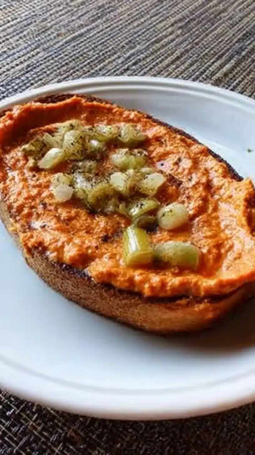 Romesco Sauce 1 Delicious homemade Romesco Sauce served with fresh vegetables and bread.