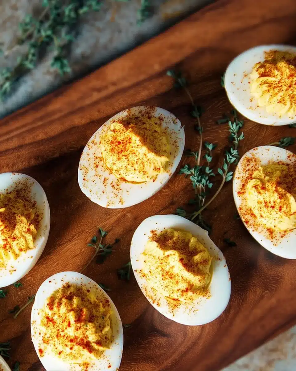 Smoked Deviled Eggs Recipe 1 Delicious smoked deviled eggs served on a platter